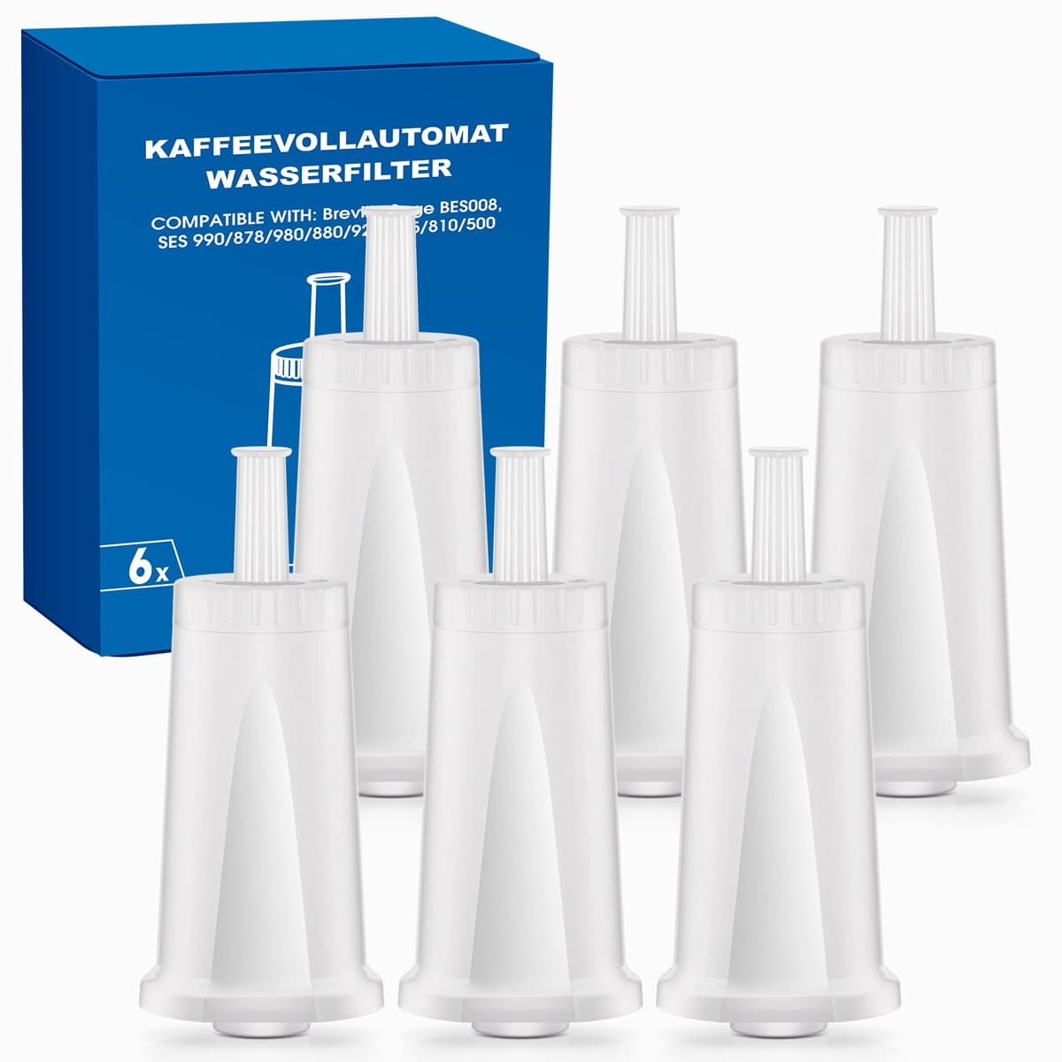 6x Mutital Waterfilters voor Sage Breville - Filterpatroon voor Koffiemachine - Compatibel met Barista en Oracle en ClaroSwiss - 3 Maanden per Filter — afbeelding 1