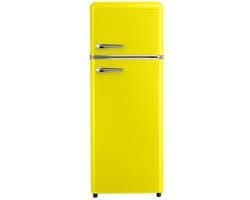 Helvetia Retro Koelvriescombinatie HRDPER206EJ1 - Geel - 144 cm Hoog - 4ster Vriezer - Vintage - 206 Liter
