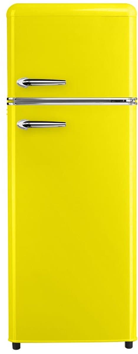 Helvetia Retro Koelvriescombinatie HRDPER206EJ1 - Geel - 144 cm Hoog - 4ster Vriezer - Vintage - 206 Liter — afbeelding 1