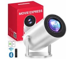 STOBE Movie Express Mini Beamer - Smart Projector met Android 14, Netflix & Apps - 4K Support - WiFi & Bluetooth - Geschikt voor iPhone & Android smartphone - Movie & games projector - wit