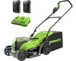Accu Grasmaaier - Snoerloze Maaier - Gazon Onderhoud - Dubbele Accu Kracht - 36cm Maaibreedte - Groen Zwart Grijs