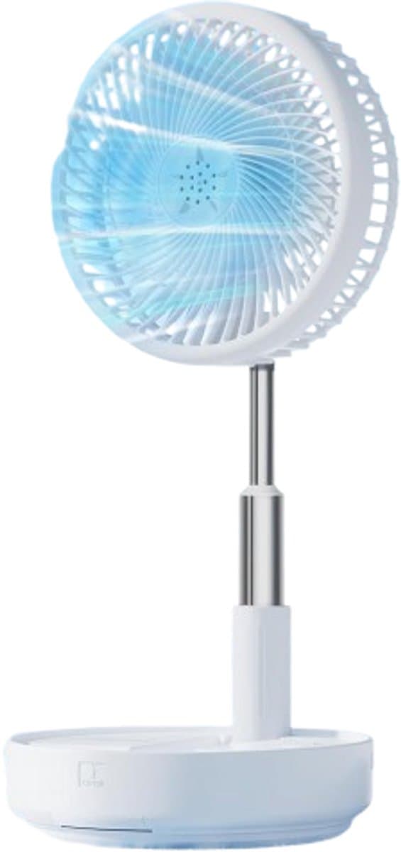 Ventilator - Kleine ventilator - Draagbare ventilator - Draagbare oscillerende ventilator met verstelbare hoogte - Met afstandsbediening - Opvouwbaar - 4 snelheden - Voor slaapkamer, kantoor, reizen - 7,7 inch - Wit — afbeelding 1