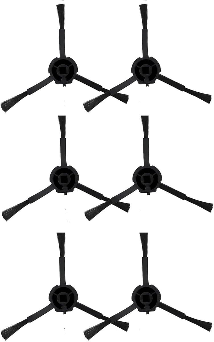 Driehoekborstel - Accessoires geschikt voor Roborock S50-serie / T4 / T6 / T7 /T7 PRO / S4 / S5 / S6 / S7 / S8 / P10 / G10 / G20 / T8 / Q7 - 6 stuks -zwarte — afbeelding 1