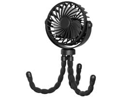 Handventilator - Draagbare Ventilator Oplaadbaar - Zwart - Hand Tafelventilator Draadloos - Kinderwagen Mini Fan - 3 Standen - mini ventilator - festival ventilator - octopus ventilator