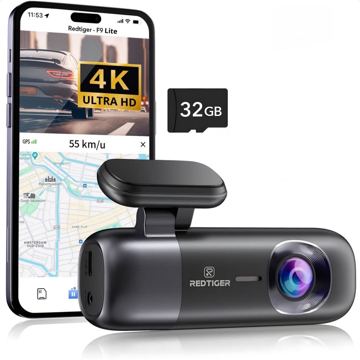 RedTiger F9 Lite Dashcam voor auto - Ultra 4K - Voor Camera - WiFi en GPS - met App - Dashcams - Sony Sensor - Nachtzicht - Parkeerbewaking - G Sensor - Loop opname - — afbeelding 1