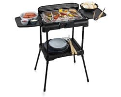 Elektrische Barbecue - Princess 112250 Elektrische BBQ met zijplanken - BBQ - 40x25cm - Met en zonder statief te gebruiken - Met zijplankjes - Ook te gebruiken als tafelgrill - 2200W