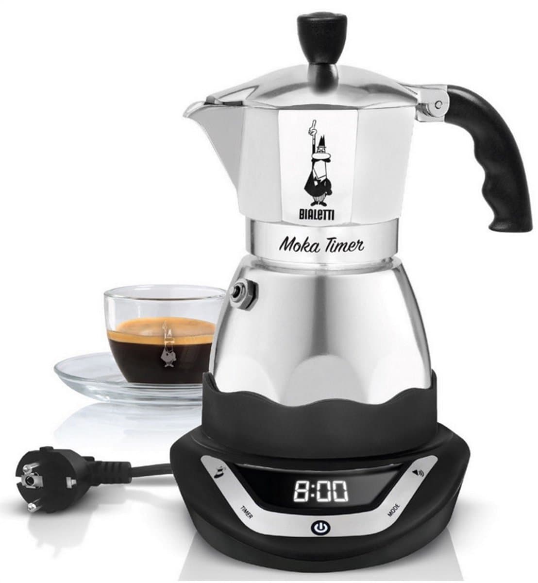 Bialetti Easy Timer Moka espressomaker - Percolator - 6 kops - Elektrisch - Aluminium — afbeelding 1