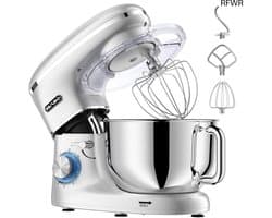 RFWR® Krachtige 1500W Keukenmachine met 6.5QT Kom - Multifunctionele Elektrische Mixer voor Kneden en Bakken