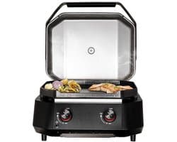 Cozze® G-500 Gas Plancha BBQ met Deksel - 2 Gasbranders - BBQ Bakplaat voor Buiten Koken - 6,5 kW - Bijenwas/Zwart - Outdoor Cooking
