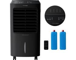 JAP Appliances Edmonton - 4 in 1 Aircooler, Ventilator, Ionisator en luchtbevochtiger - Met afstandsbediening en timer - Luchtkoeler Inclusief 2 koelelementen - Mat zwart