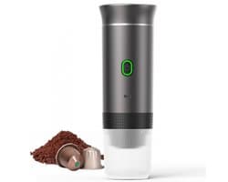 Draagbaar Koffiezetapparaat voor Onderweg - Draadloos voor in de Auto - 12 Volt - Espresso - Capsule Koffie - Gemalen Koffie - Cups - Oplaadbaar - Draagbare Koffiemachine