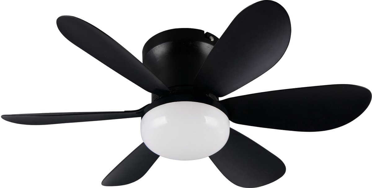 REALITY LUND - Plafondventilator - Zwart mat - incl. 1x SMD 8 W - Licht apart schakelbaar - Afstandsbediening - Dimbaar - Traploos instelbare lichtkleur - Nachtlampje - Geheugenfunctie - 3 snelheidsinstellingen - Timer - Zomer- en wintermodus — afbeelding 1