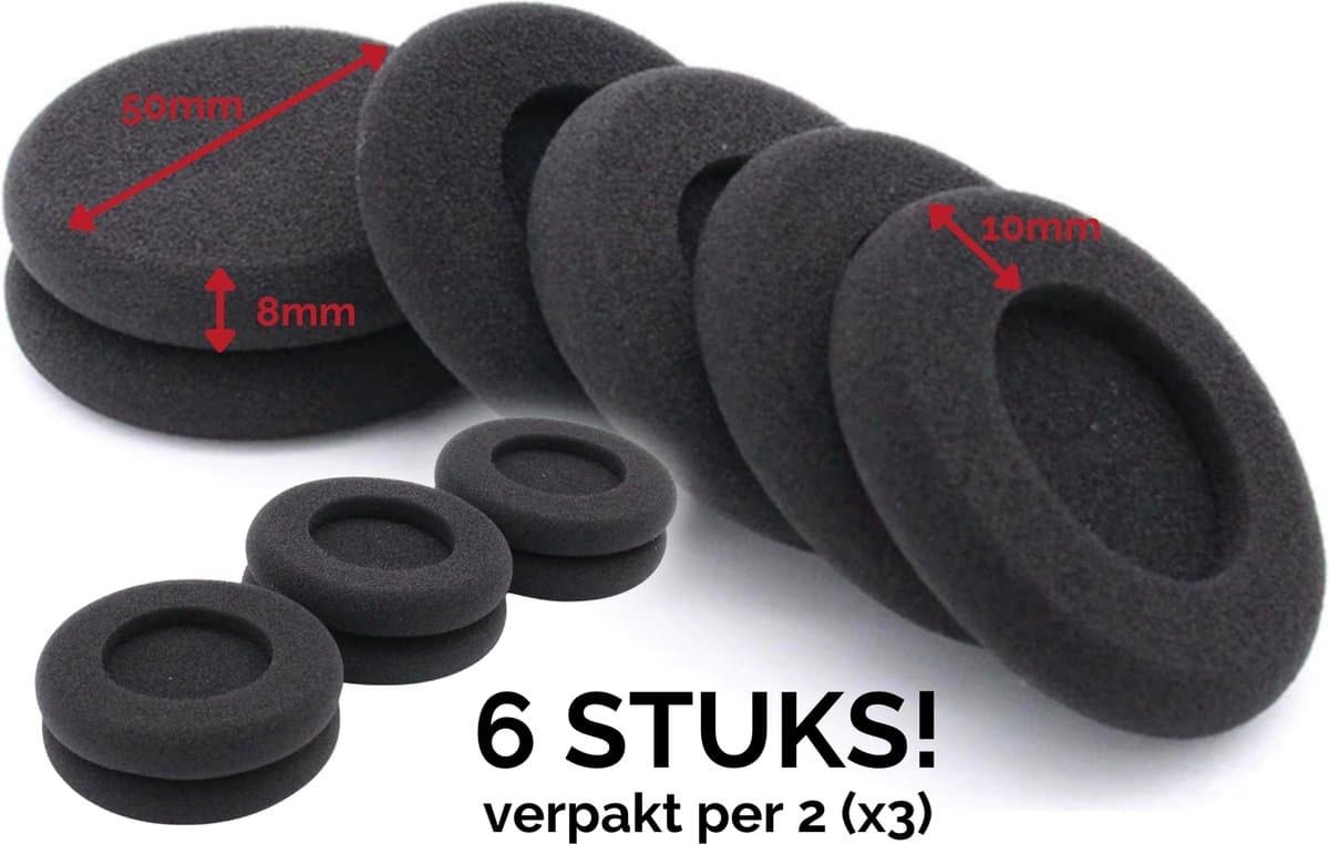 6 Zachte Foam Oordop Hoofdtelefoon Spons Oorkussens 50mm — afbeelding 1