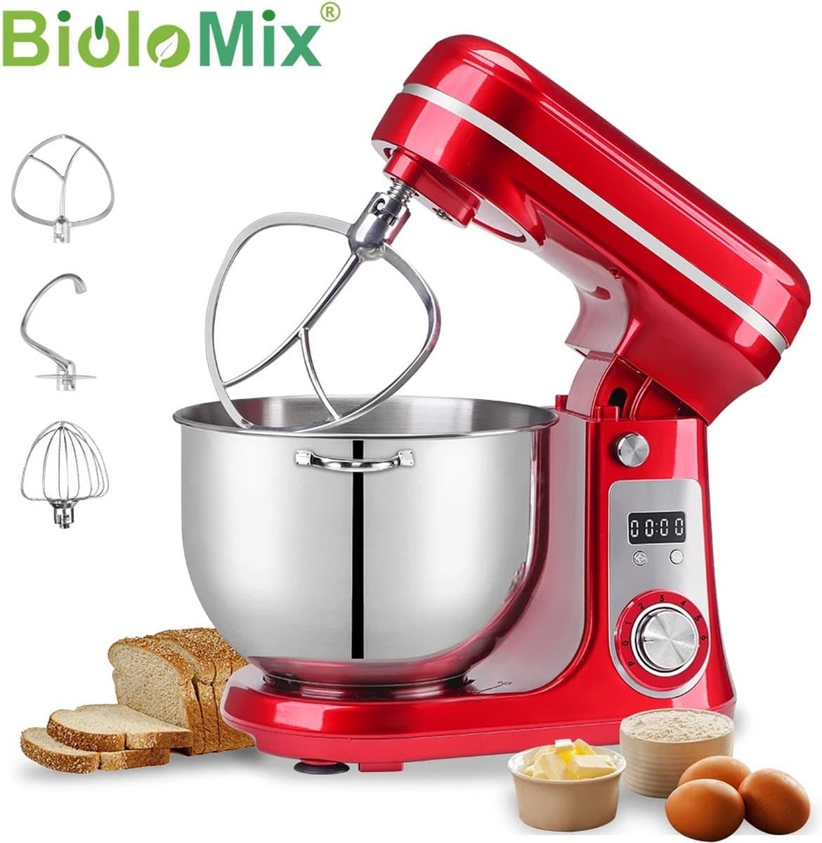 Keukenmixer - Keukenmachine - Keukenmixer met Mengkom - Keukenmixers - Deegmachine - Kneedmachine - Rood — afbeelding 1