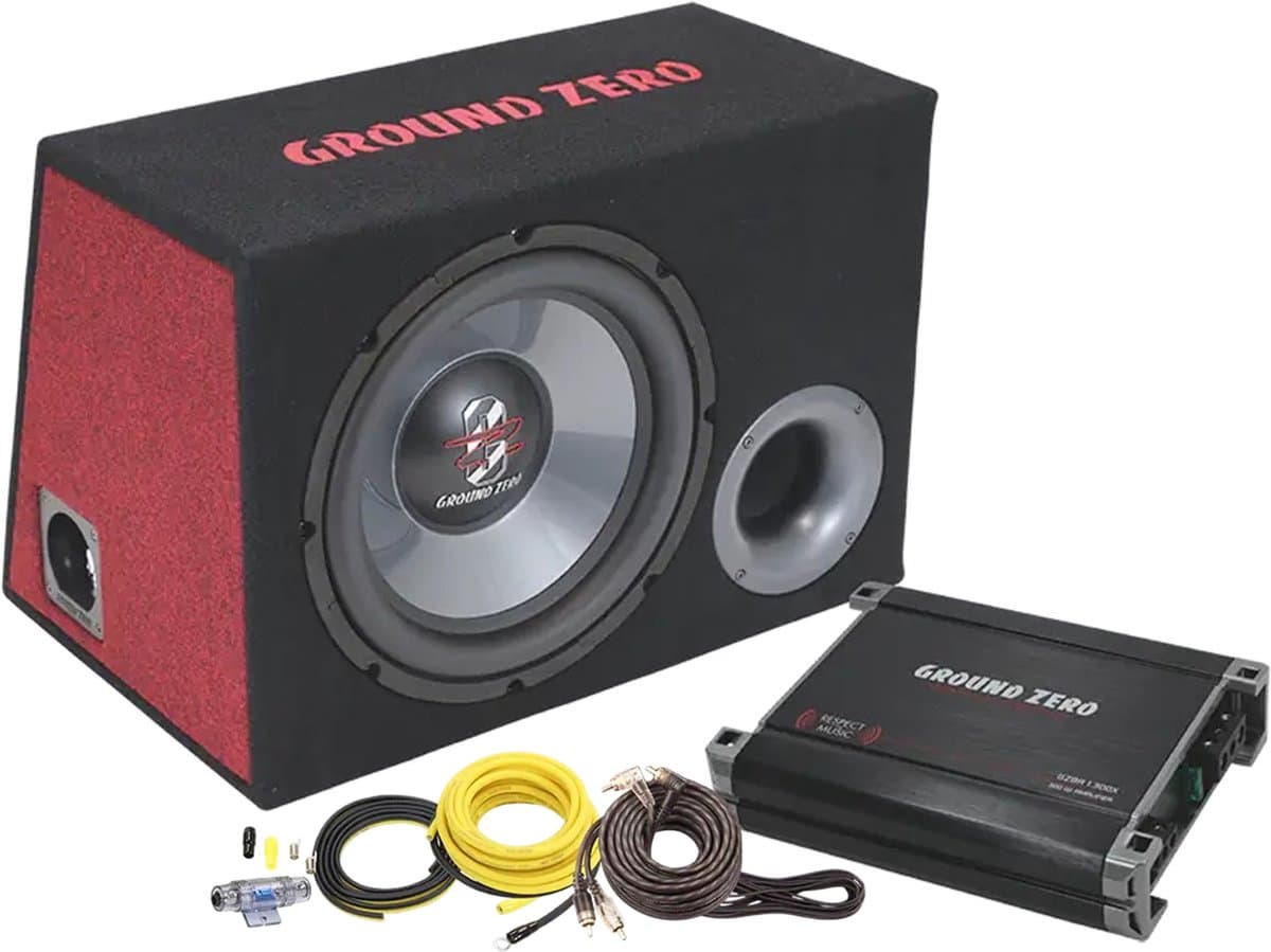 Ground Zero GZ BASS KIT 12.300 - Autosubwoofer - 12" Basreflex Subwoofer-behuizing - Complete Set met Versterker & Kabelset — afbeelding 1