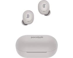 pocobob® TO draadloze oordopjes- Sand Gray (creme wit) - in ear oortjes - bluetooth oordopjes - Met pocobob APP voor je smartphone