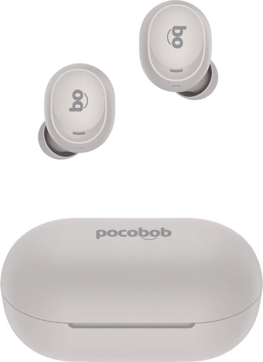 pocobob® TO draadloze oordopjes- Sand Gray (creme wit) - in ear oortjes - bluetooth oordopjes - Met pocobob APP voor je smartphone — afbeelding 1
