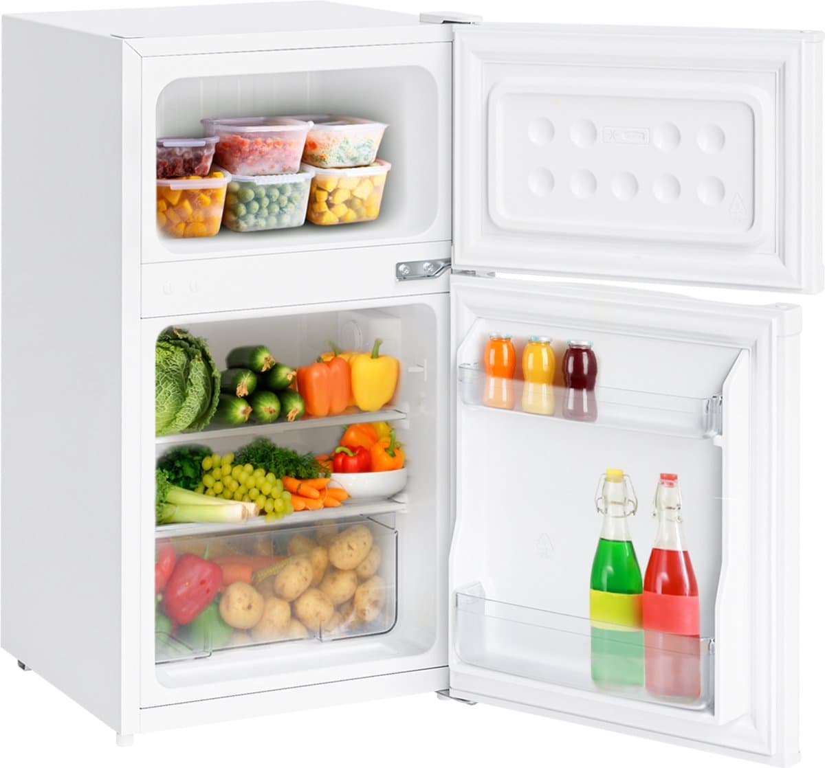 KitchenBrothers Koelkast - 61L Koelvak - 24L Vriesvak - Koelvriescombinatie - Ijskast - Frigo - Vrijstaand - Wit — afbeelding 1