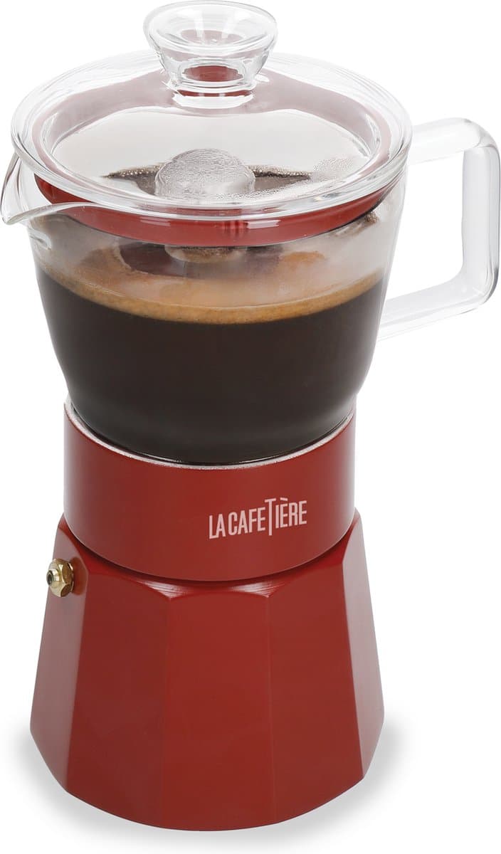 Espresso Maker, 6 Cups, 0.29 L, RVS, Glas, Rood - La Cafetière | Verona — afbeelding 1
