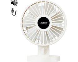 Ninzer Mini Ventilator USB - Stille Mini USB-Ventilator - Tafelventilator & Bureau Ventilator - Compact, Stil & Krachtig - Wit