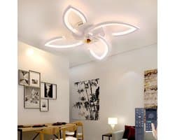 4 Sterren Plafondlamp Met Ventilator - Wit - Met Afstandsbediening - Smart lamp - Dimbaar Met App - 6 Standen Ventilator - Woonkamerlamp - Moderne lamp - Plafoniere