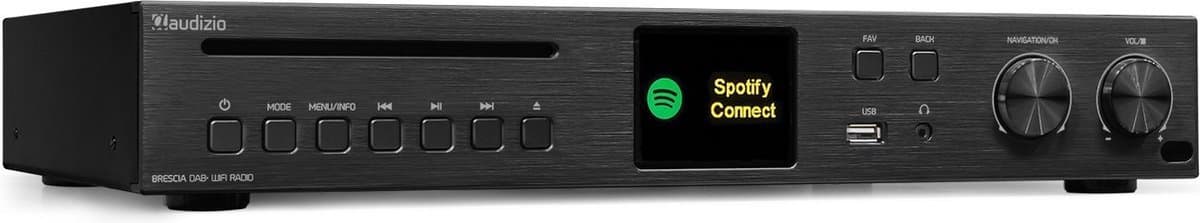 DAB radio met cd speler - Audizio Brescia - Internet radio met wifi, mp3 en 120W versterker - Zwart — afbeelding 1