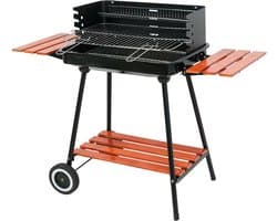 Houtskoolgrill met Windscherm – 53 x 33 cm – Inklapbare Zijplateaus – Verrijdbaar