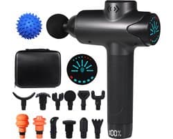 MelYas Massage Gun - 12 opzetstukken - Massage Pistool - Massage Pistool + Massagebal - Massage Apparaat - Massage - Relax - Sport Massage Apparaat - Massageapparaat - Incl. Massagebal - Massage Gun Professioneel - Sport - Touchscreen