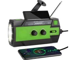 Noodradio - Solar Radio - Crank Radio - Noodradio Solar Opwindbaar - Powerbank 4000mAh - AM/FM/NOAA Draagbare Weer- Met Zaklamp - SOS Alarm - Emergency Mobiele Telefoon Oplader - Voor Noodpakket & Camping
