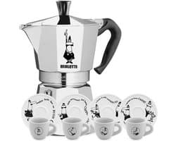 Bialetti Moka Express 3 kops + Carosello espresso kop en schotel 4 stuks