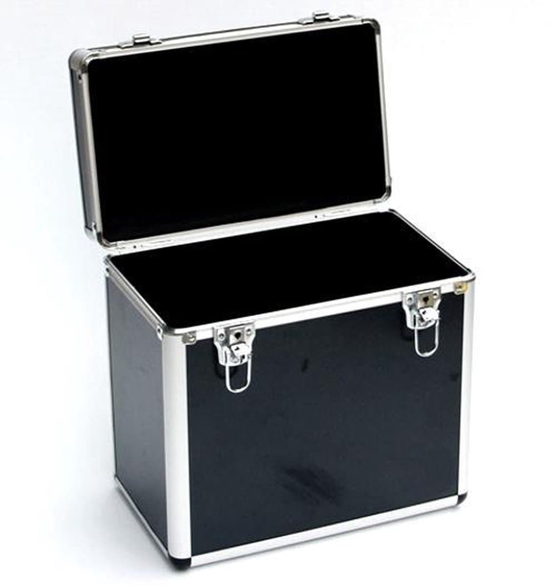 Platenkoffer voor 50 stuks LP vinyl platen afsluitbaar zwart — afbeelding 1