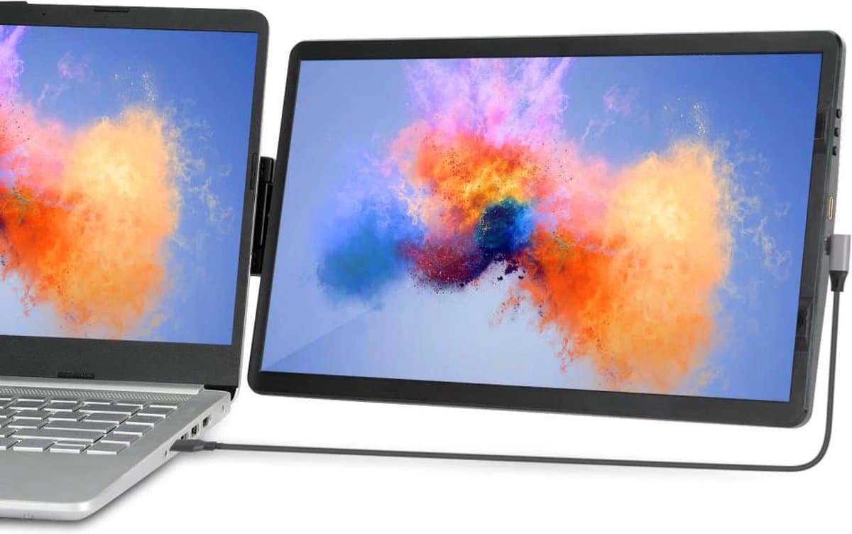 Portable Monitor Slim 14.1" - Full HD Extra scherm laptop met USB-C & HDMI - Draagbare monitor - Plug & Play - Incl. Beschermhoes — afbeelding 1