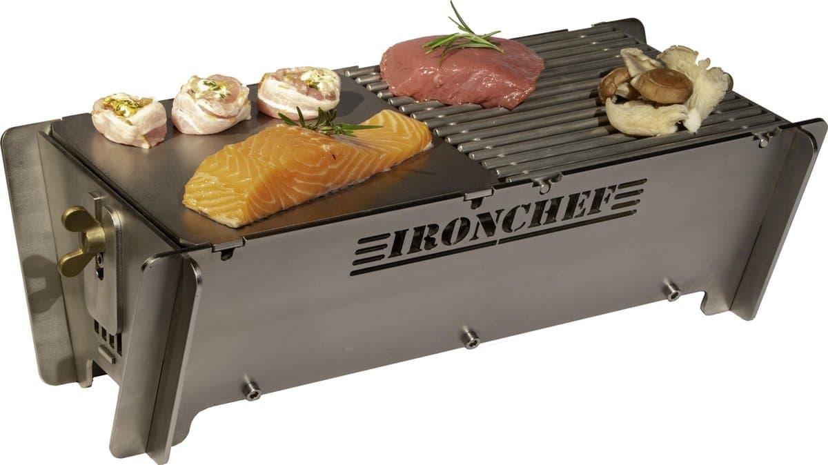 IRONCHEF HOUTSKOOL BARBECUE BBQ-M RVS — afbeelding 1