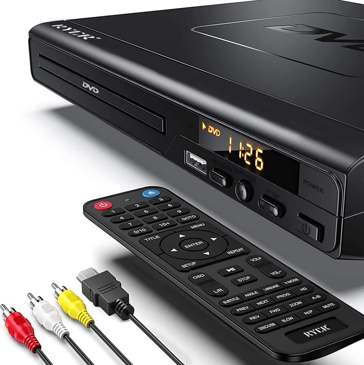 RYER DVD Speler met HDMI - Full HD - Regiovrij - USB - Met HDMI kabel — afbeelding 1