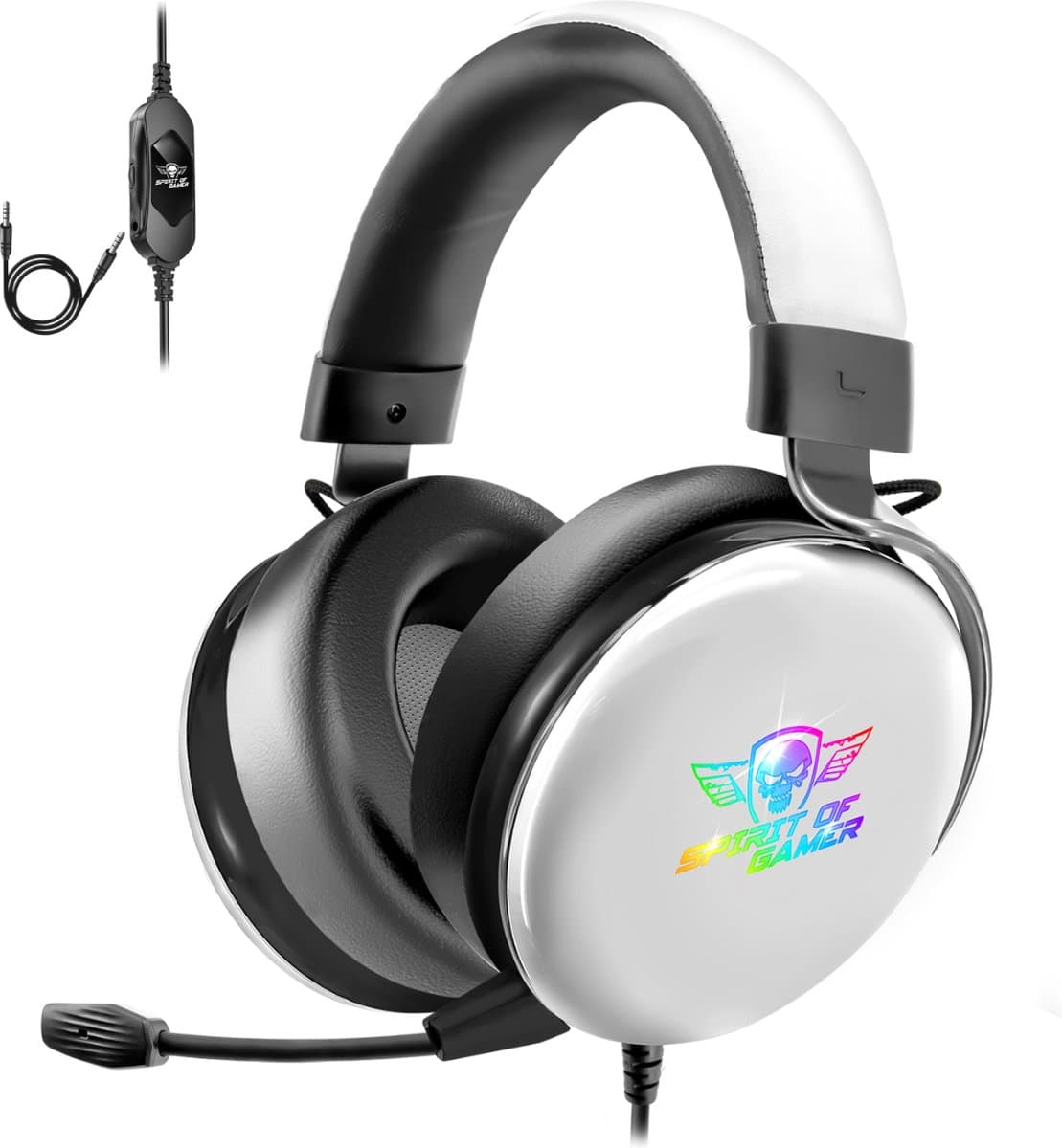 Spirit of Gamer Game Headset – Koptelefoon – Headset – 7.1 Surround Sound – Aluminium Beugel – Geschikt Voor PS4/PS5, Switch, PC - Wit — afbeelding 1