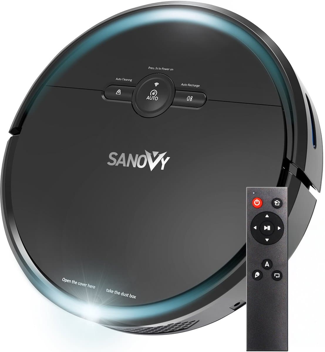 Sanovy 3 in 1 Robotstofzuiger met dweilfunctie - 1800 PA- Automatische laadstation - Dweilrobot – App — afbeelding 1