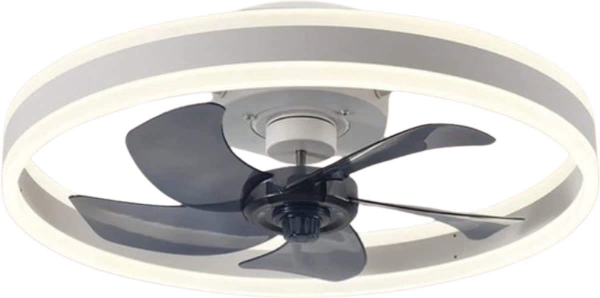 Plafond Ventilator Lamp - 51 CM - Smart Lamp - 6 Standen - 2 led strokes - Dimbaar - Wit -Grijs - Kroonluchter Ventilator - Chandelier Fan - Woonkamer Lamp - Ventilator Lampen - Eetkamer lamp - Slaapkamer lamp — afbeelding 1
