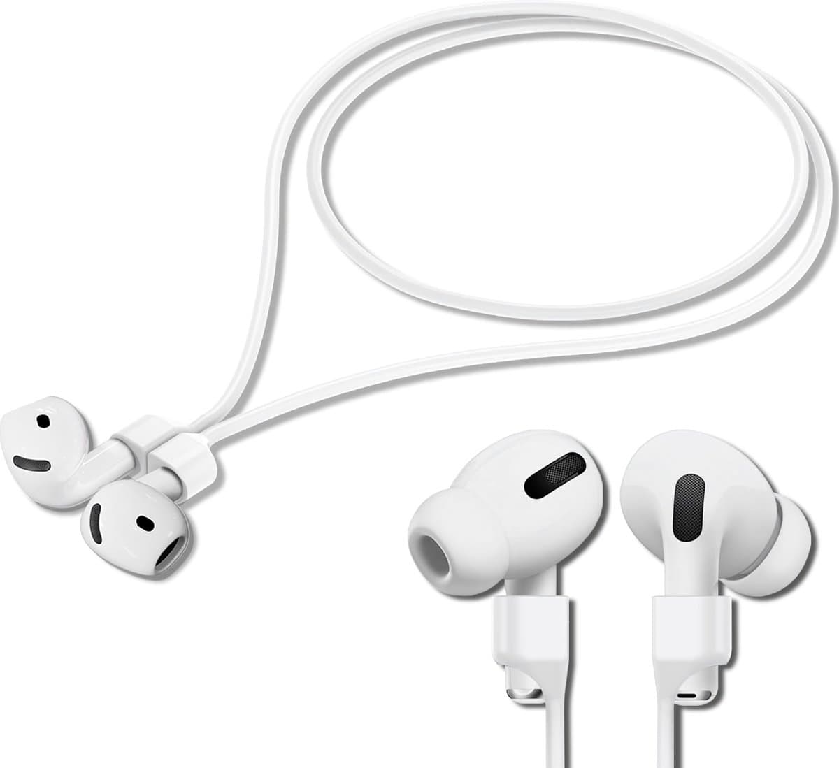 YONO Magnetische Band geschikt voor Apple Airpods - 4 3 2 1 - Pro - Siliconen Koord voor Oordopjes Draadloos - Anti Lost Strap - 80cm - Wit — afbeelding 1