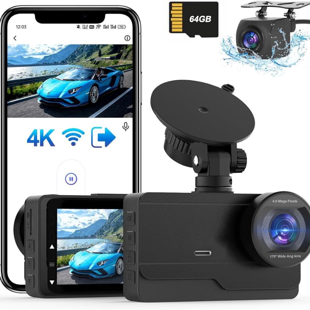 ApexArte® Dashcam voor Auto - Dualdashcam Voor en Achter - Full HD - 1080 - Zwart — afbeelding 1