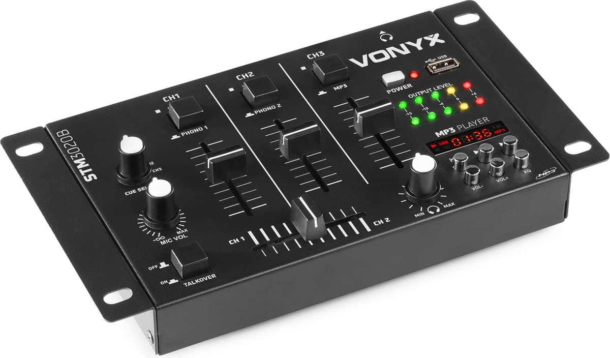 Mengpaneel - Skytec STM-3020 - 4-kanaals Mengpaneel met o.a. USB mp3 speler - Zwart — afbeelding 1