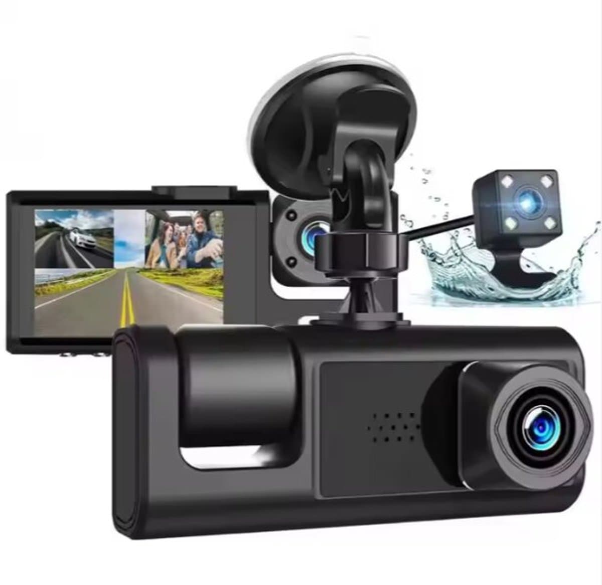 Blackbox Dashcam HD, 3 camera's (voor,binnen en achter) + nachtzicht — afbeelding 1
