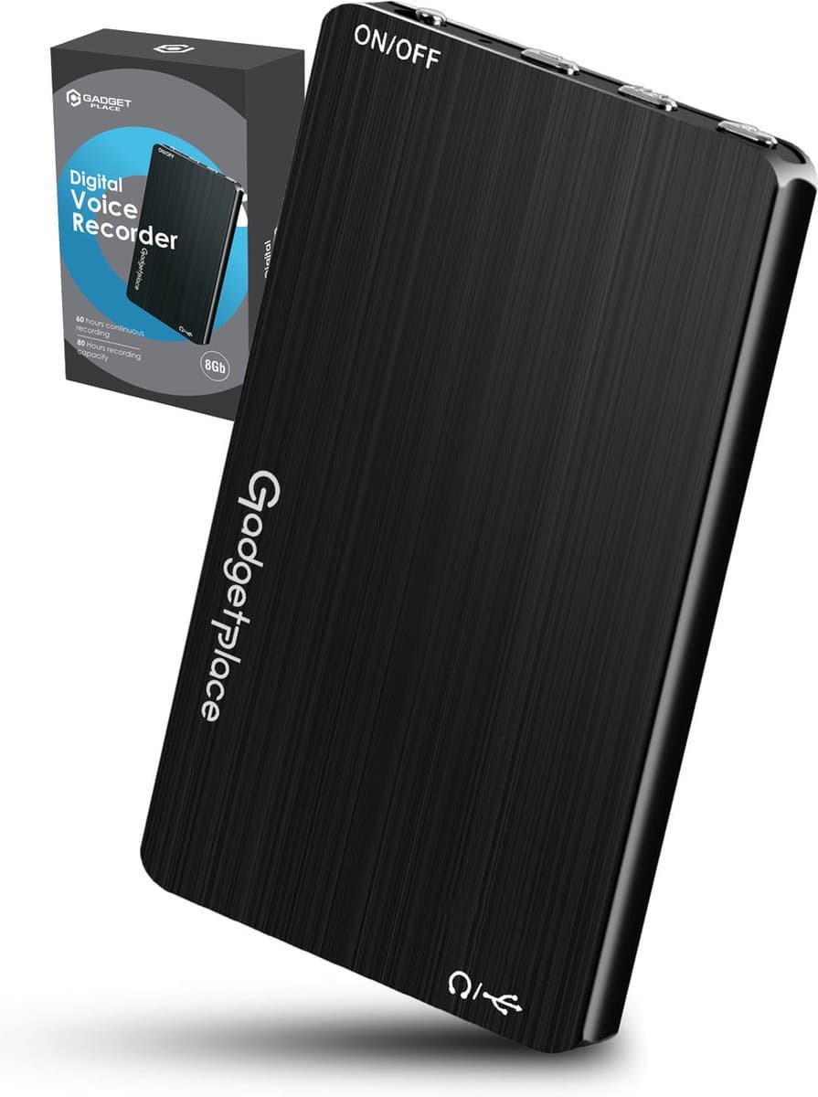 Gadgetplace Mini Afluisterapparatuur - 80 uur opnemen - Spy recorder - Afluisterapparaat - Voice Recorder Digitaal - Dictafoon — afbeelding 1