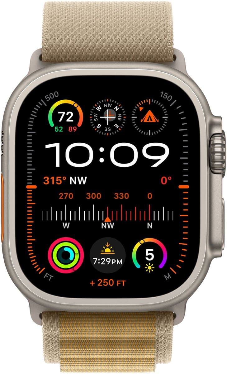 Apple Watch Ultra 2 GPS + Cellular 49mm Natural Titanium Case with Tan Alpine Loop - Medium — afbeelding 1