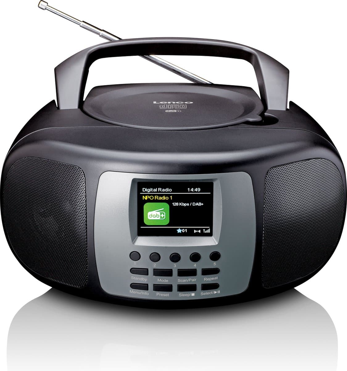 Lenco SCD-860BK - Draagbare DAB+/FM-radio met Bluetooth CD-speler en groot LCD-kleurenscherm - Zwart — afbeelding 1