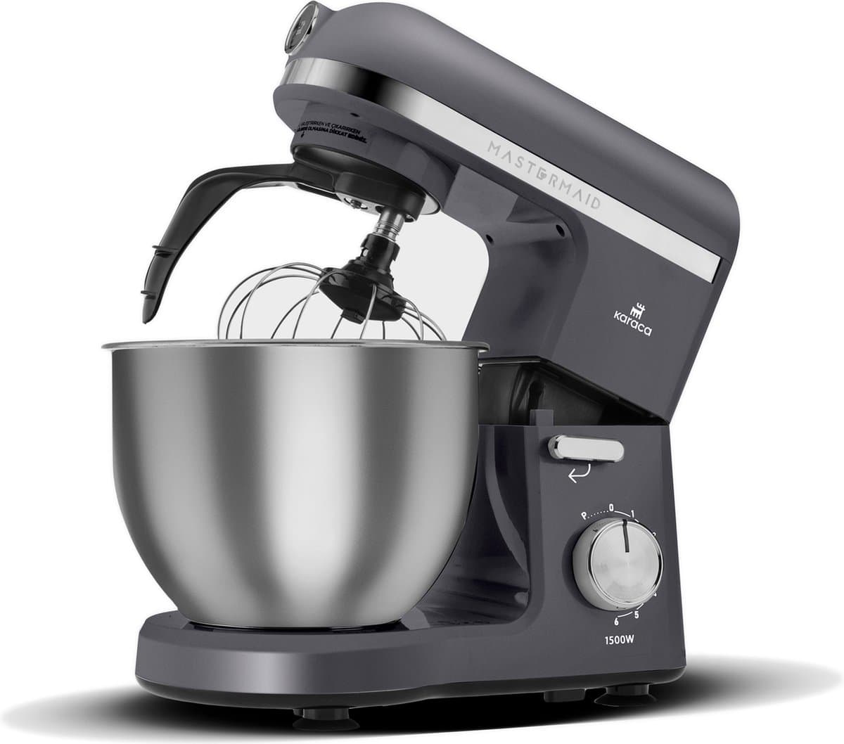 Karaca Mastermaid Chef Pro Keukenchef met twee armen 1500W Space Gray, Shiny Cream, 1500W, 5 L Mixer, Keukenmachine, Snelheidsinstelling, Deeghaak, Kloppen, Kneden en mengen — afbeelding 1
