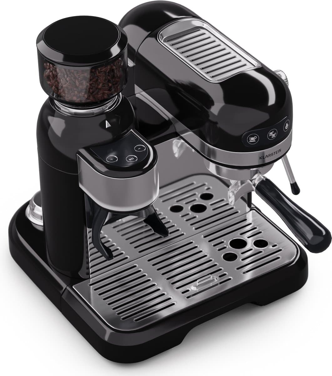 Klarstein Koffiemachine Espresso portafiltermachine met melkopschuimer, 1,4 L retro mini-espressomachine met filterhouder, 1550W koffiezetapparaat klein, melktank, thermoblock, voor cappuccino - 20 Bar - voor Keuken - LED — afbeelding 1