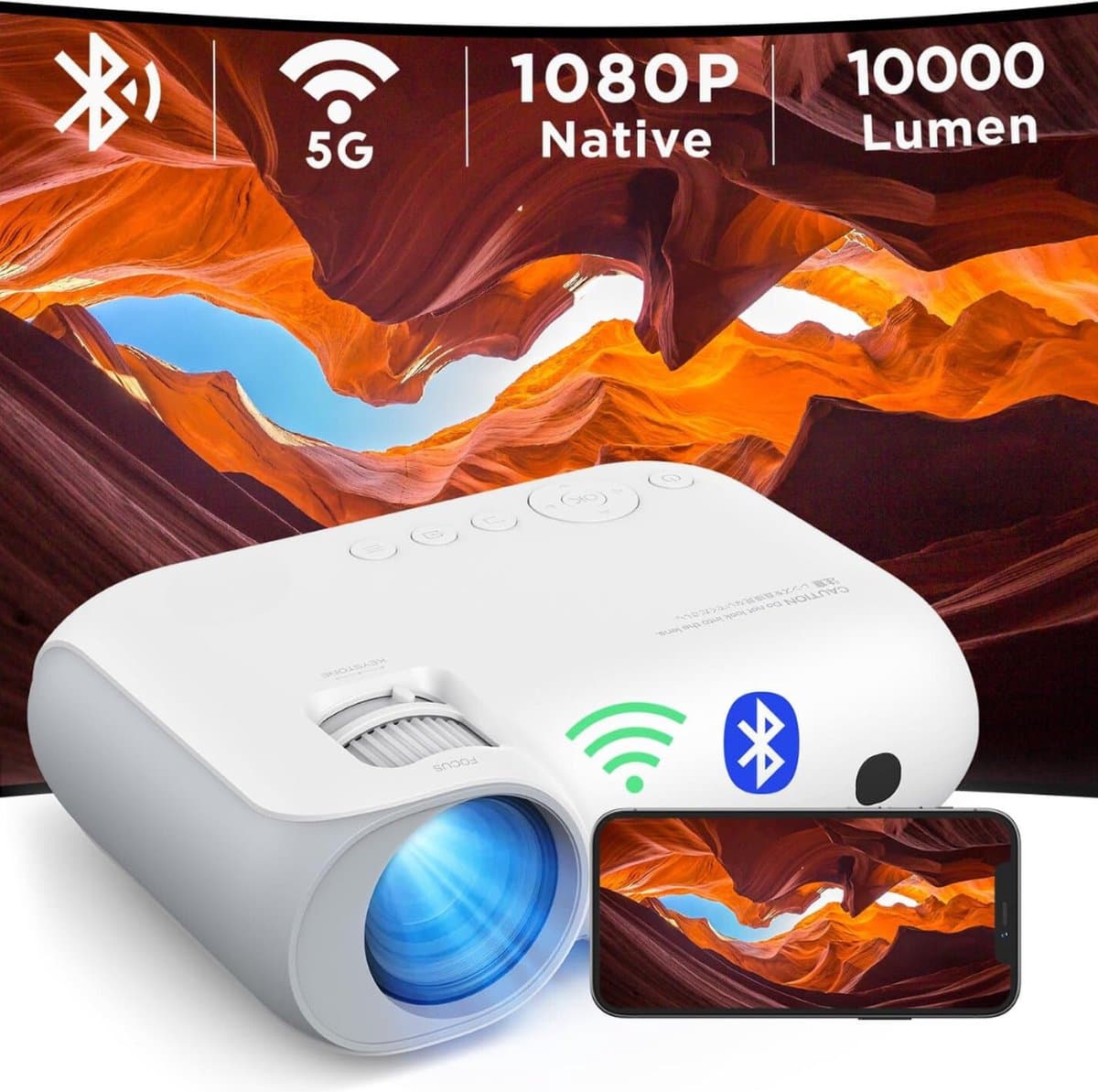 Mini Beamer - Streamen vanaf je telefoon - Bluetooth Audio - Input tot 1080P Full HD - Projector - Mini Projector - HDMI - USB - Wit - Smartphone - Draagbaar - Zoomfunctie - Ingebouwde speaker — afbeelding 1