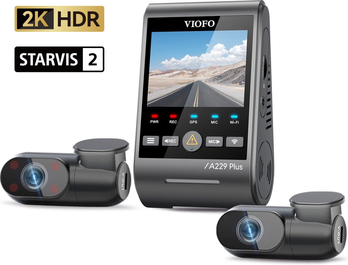 VIOFO A229 Plus 3CH - Triple 2K Dashcam - Smart voice control - 2023 — afbeelding 1