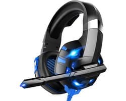 Strex Gaming Headset Met Microfoon - Geschikt Voor PC / PS4 / PS5 / Xbox / Switch - Game Koptelefoon Met Draad - Blauw
