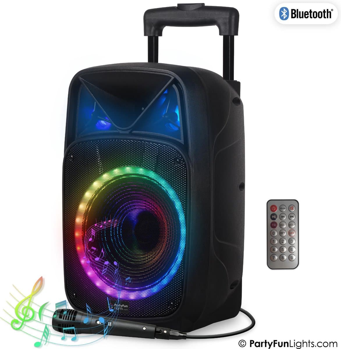 PartyFunLights Bluetooth karaoke party speaker - Party verlichting - microfoon - afstandsbediening — afbeelding 1